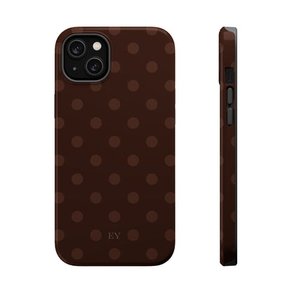 Custom Initials Mocha Polka Dots iPhone Case