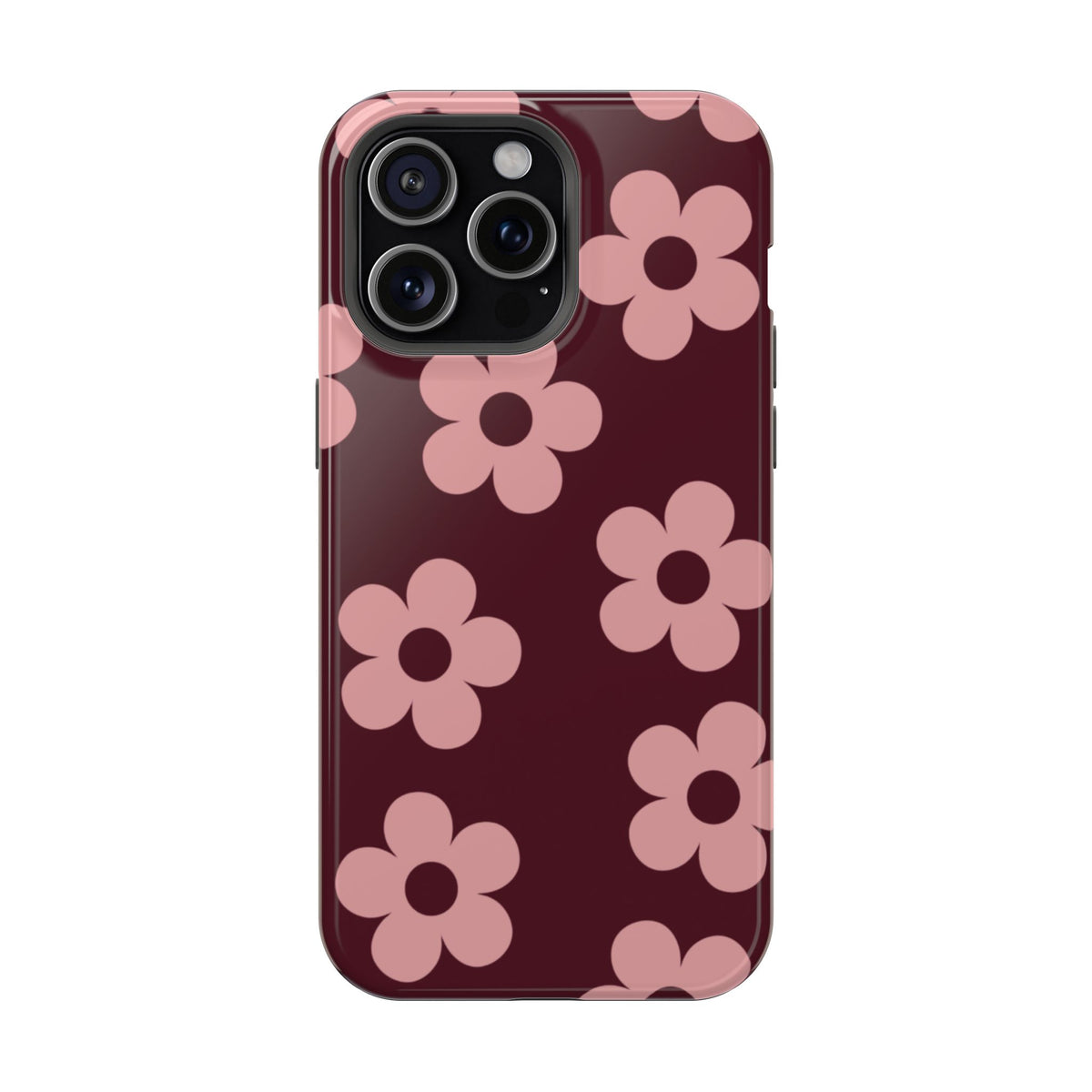Burgundy & Pink Flowers iPhone Case