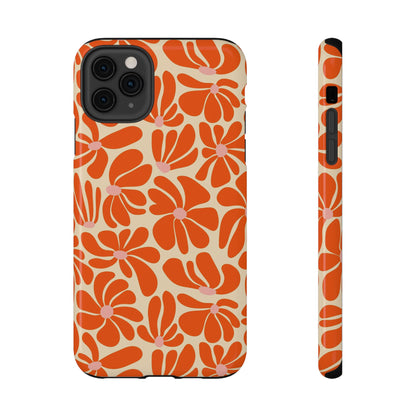 Orange Vintage Flowers iPhone Case