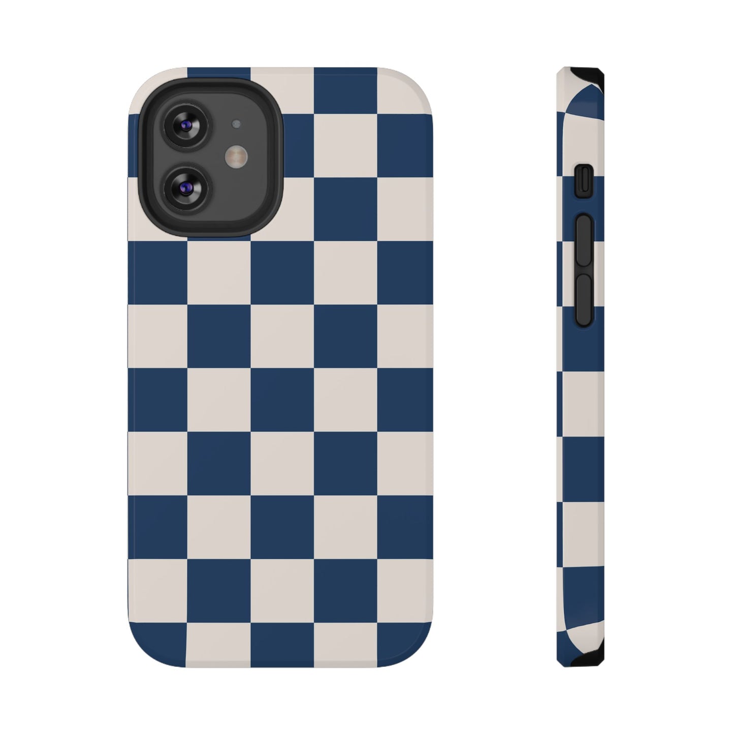 Navy & Beige Checkered iPhone Case