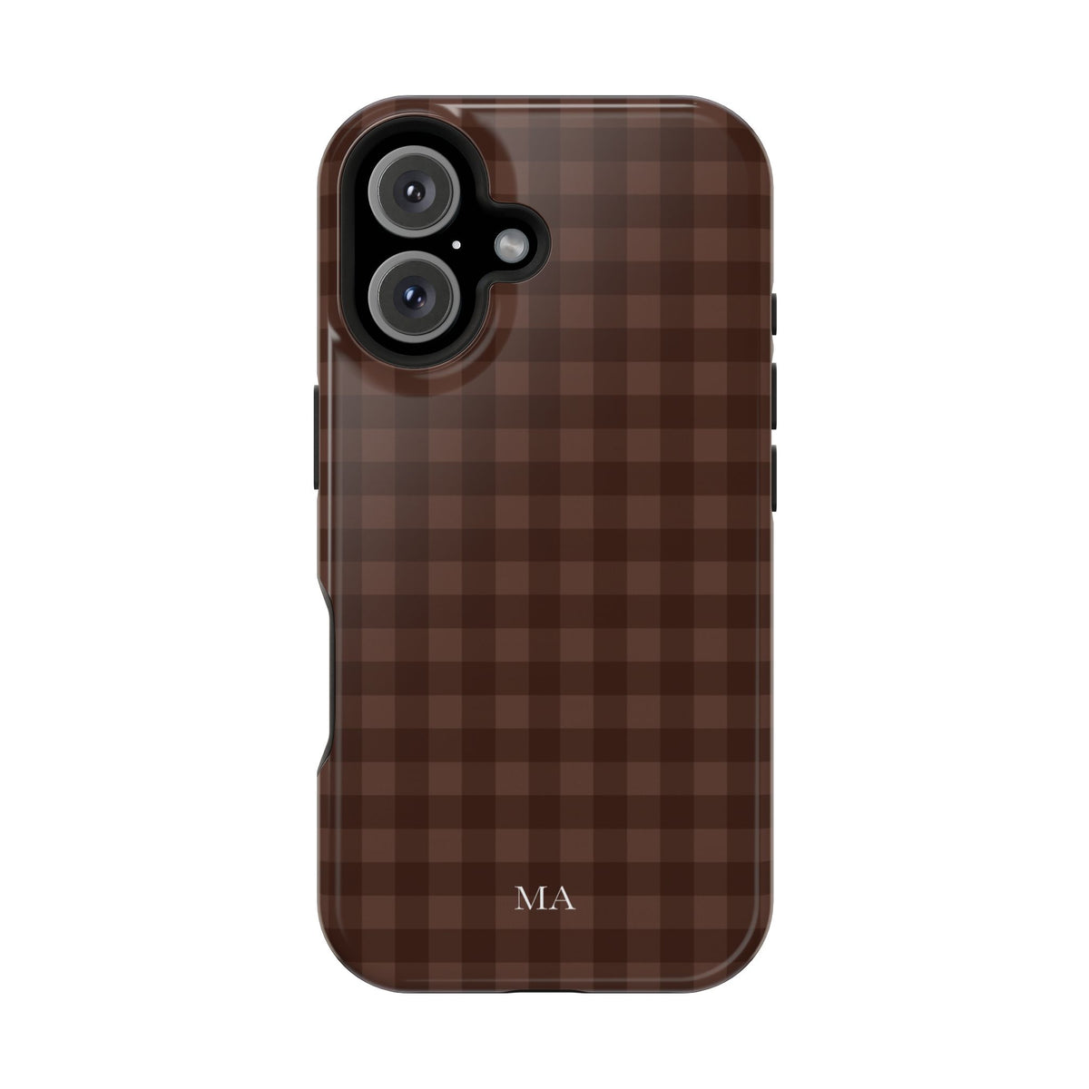 Custom Initials Brown Gingham iPhone Case