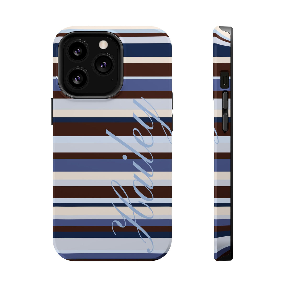 Custom Blueberry Mocha Stripes iPhone Case