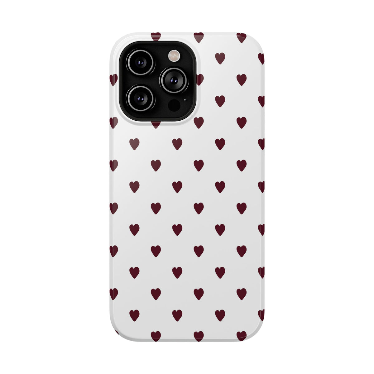 Burgundy Little Hearts iPhone Case