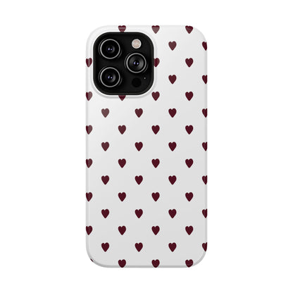 Burgundy Little Hearts iPhone Case