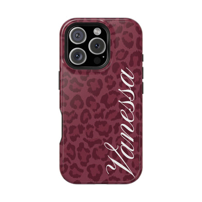 Custom Burgundy Leopard iPhone Case