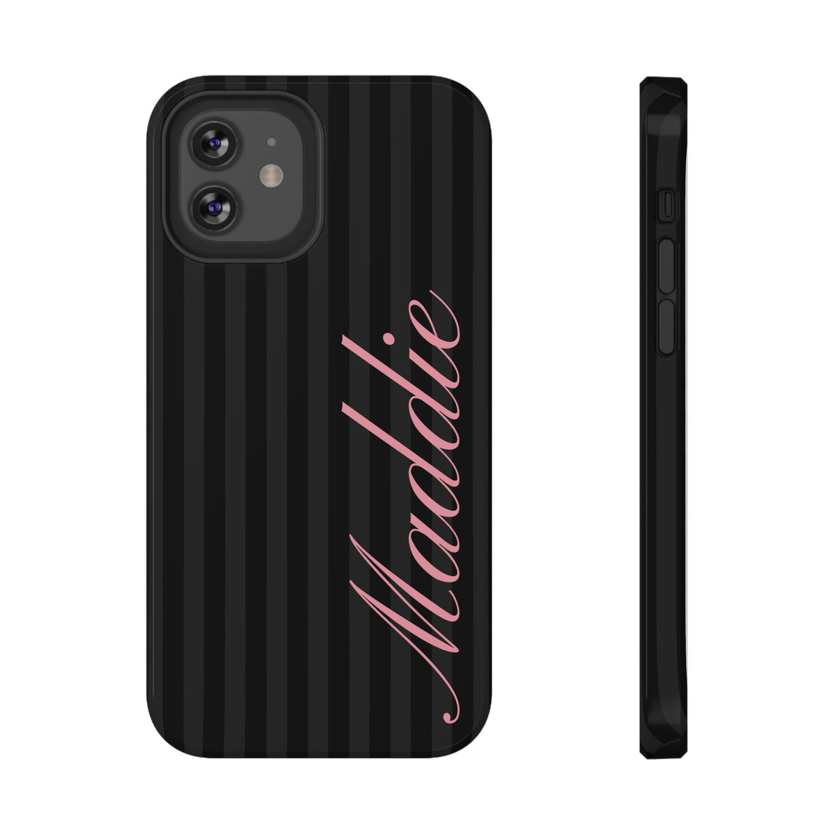 Custom Pink Black Stripes iPhone Case