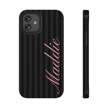 Custom Pink Black Stripes iPhone Case