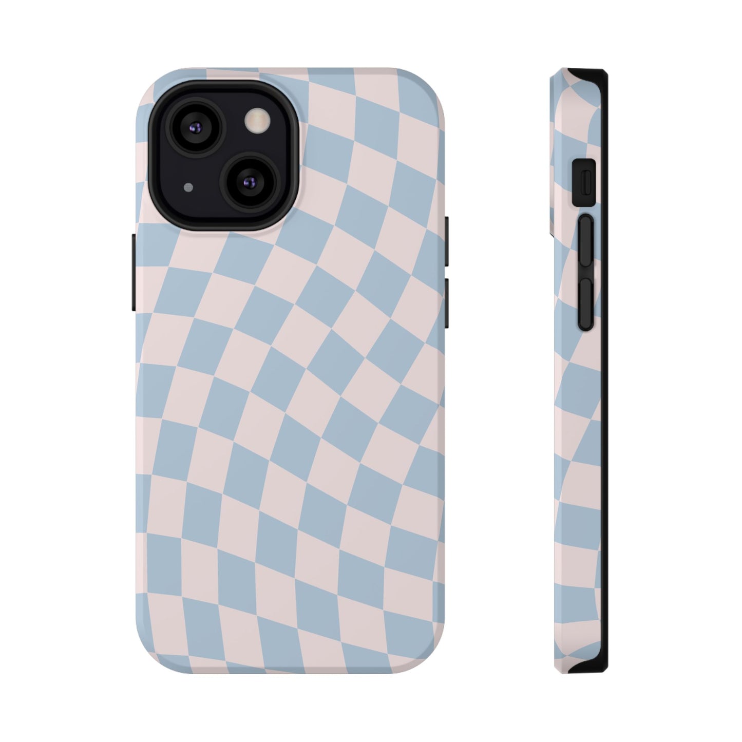 Pink & Blue Wavy Checkered iPhone Case