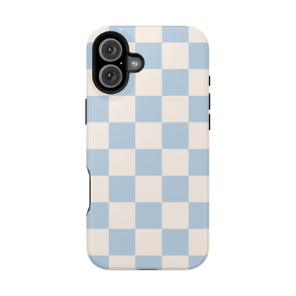 Light Blue & Beige Checkered iPhone Case