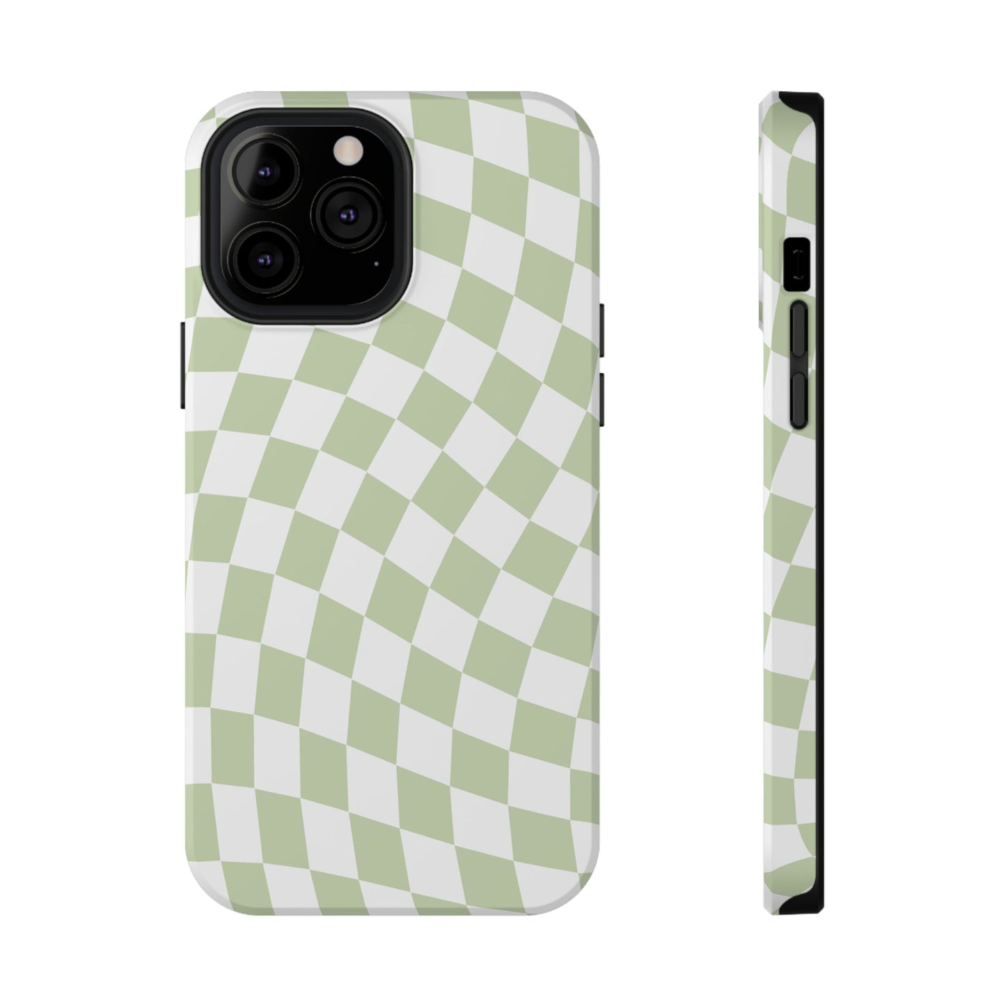 Light Green Wavy Checkered iPhone Case