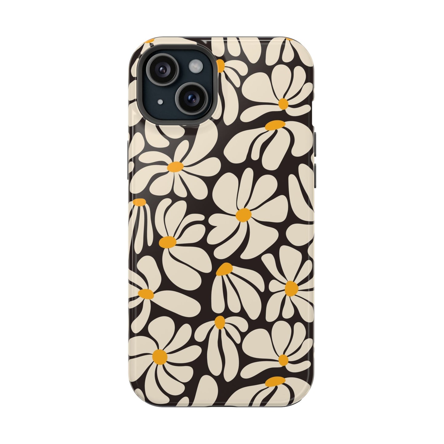 Black Retro Flowers iPhone Case