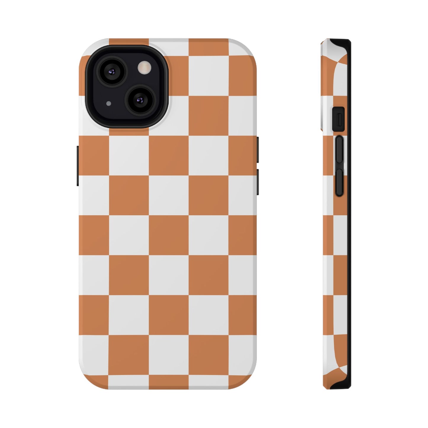 Dark Orange & White Checkered iPhone Case