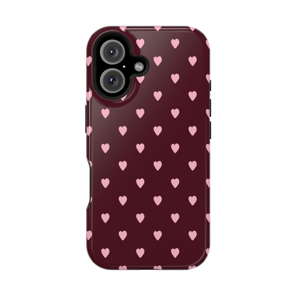 Burgundy & Pink Little Hearts iPhone Case
