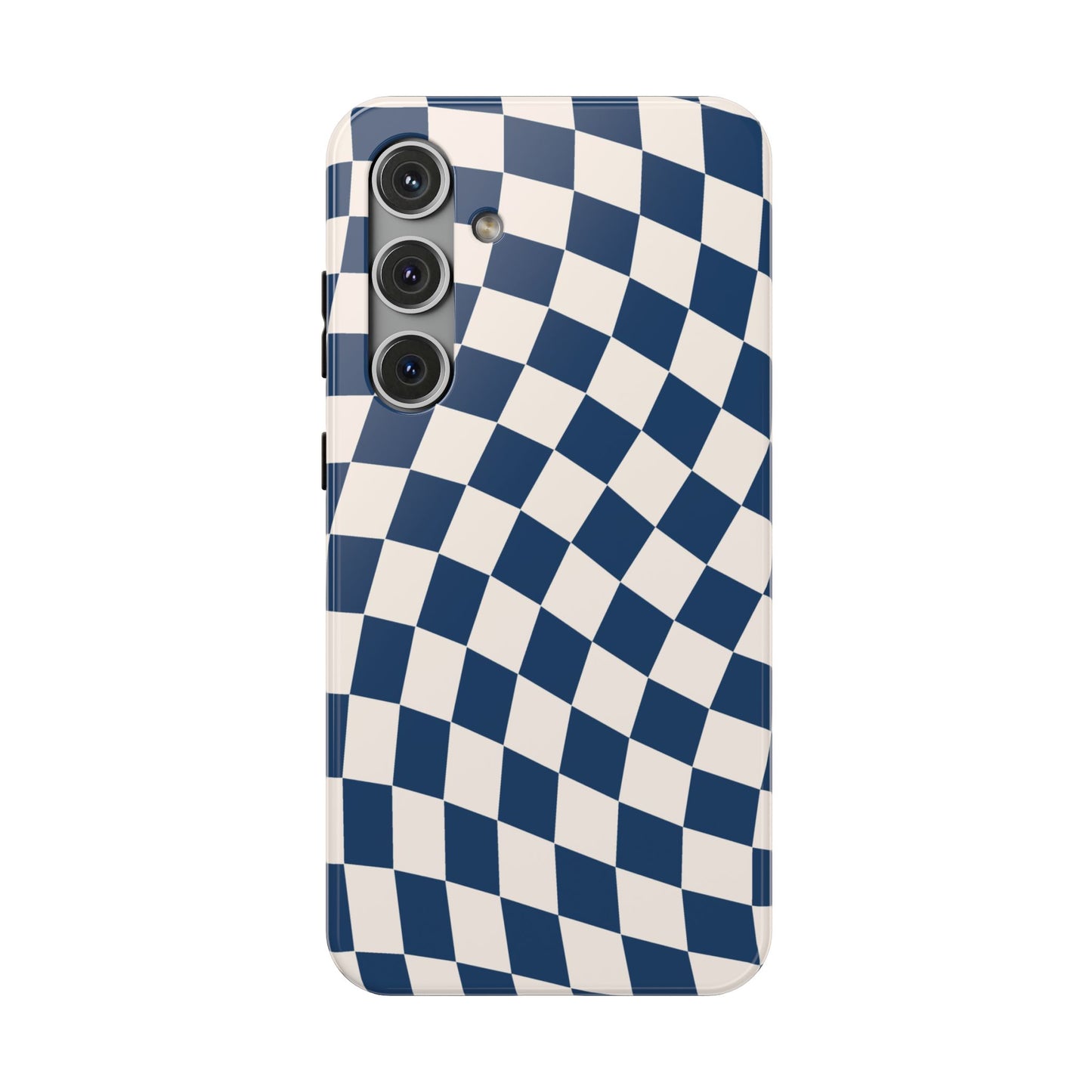 Navy & Beige Wavy Checkered Samsung Case