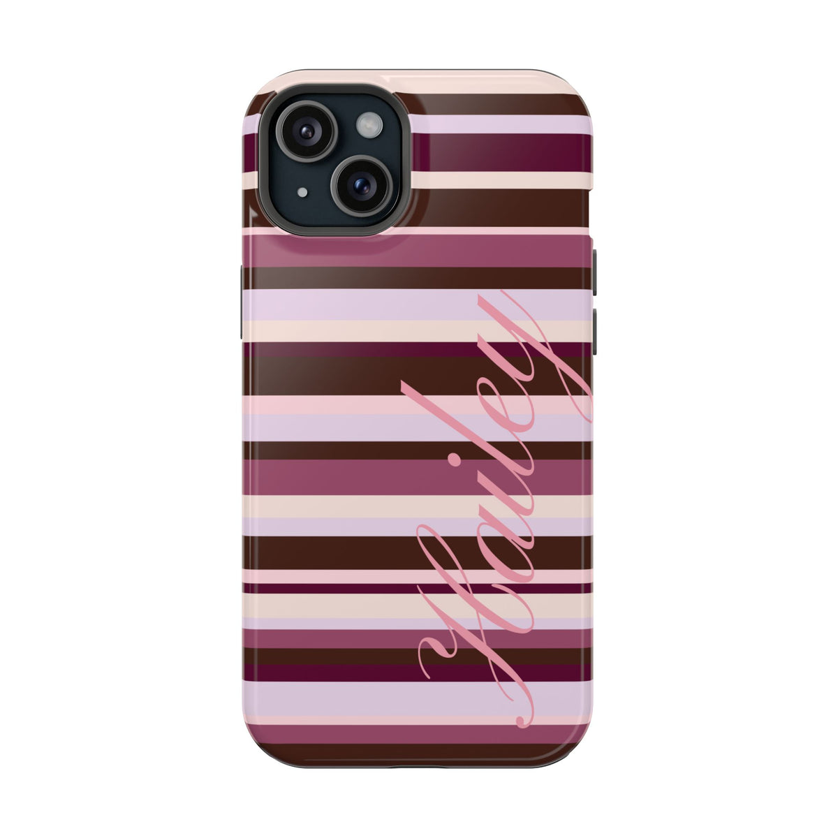 Custom Berry Mocha Stripes iPhone Case