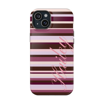 Custom Berry Mocha Stripes iPhone Case