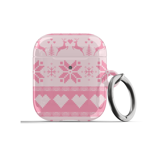 Pink Christmas Sweater AirPods Case