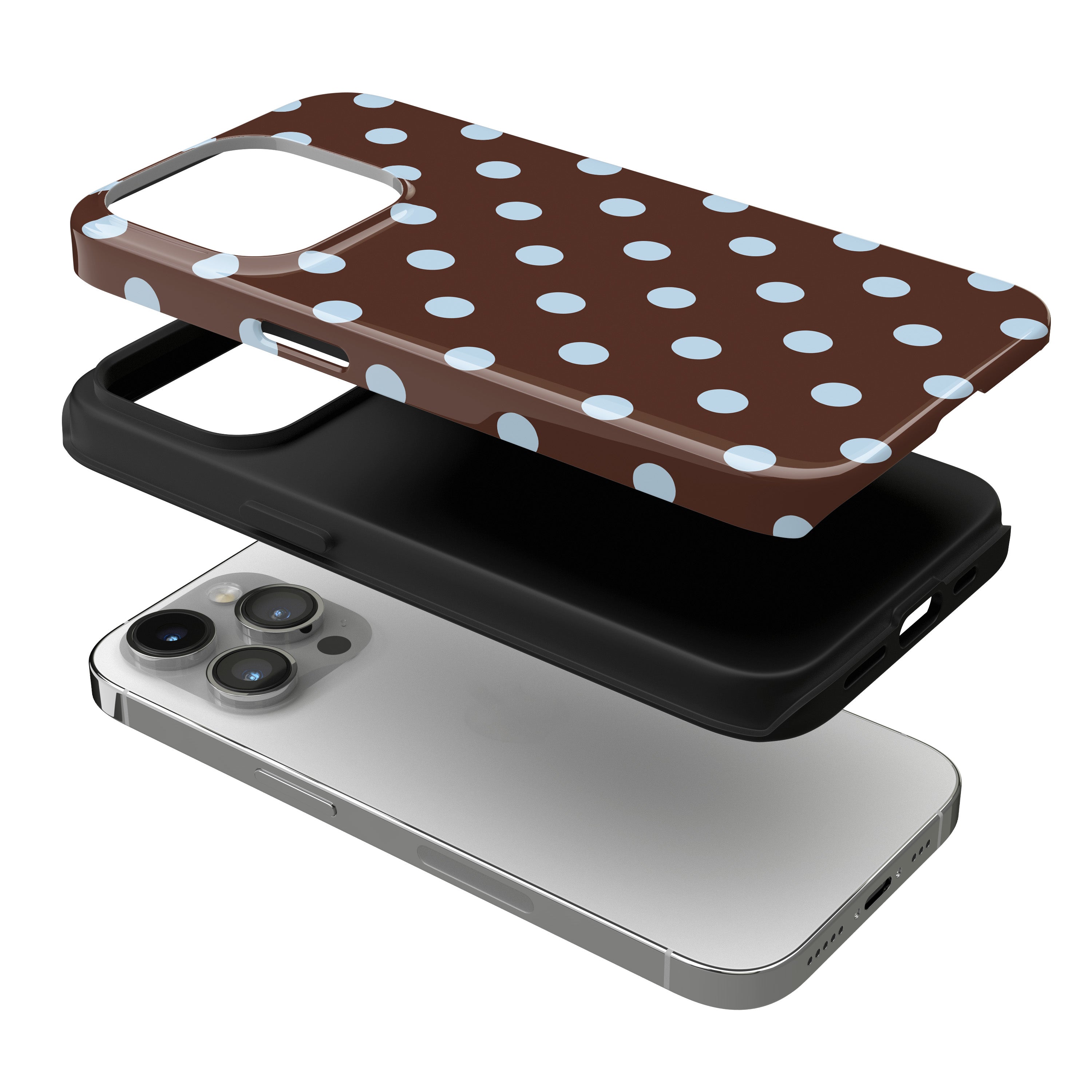 Blue Latte Polka Dots iPhone Case