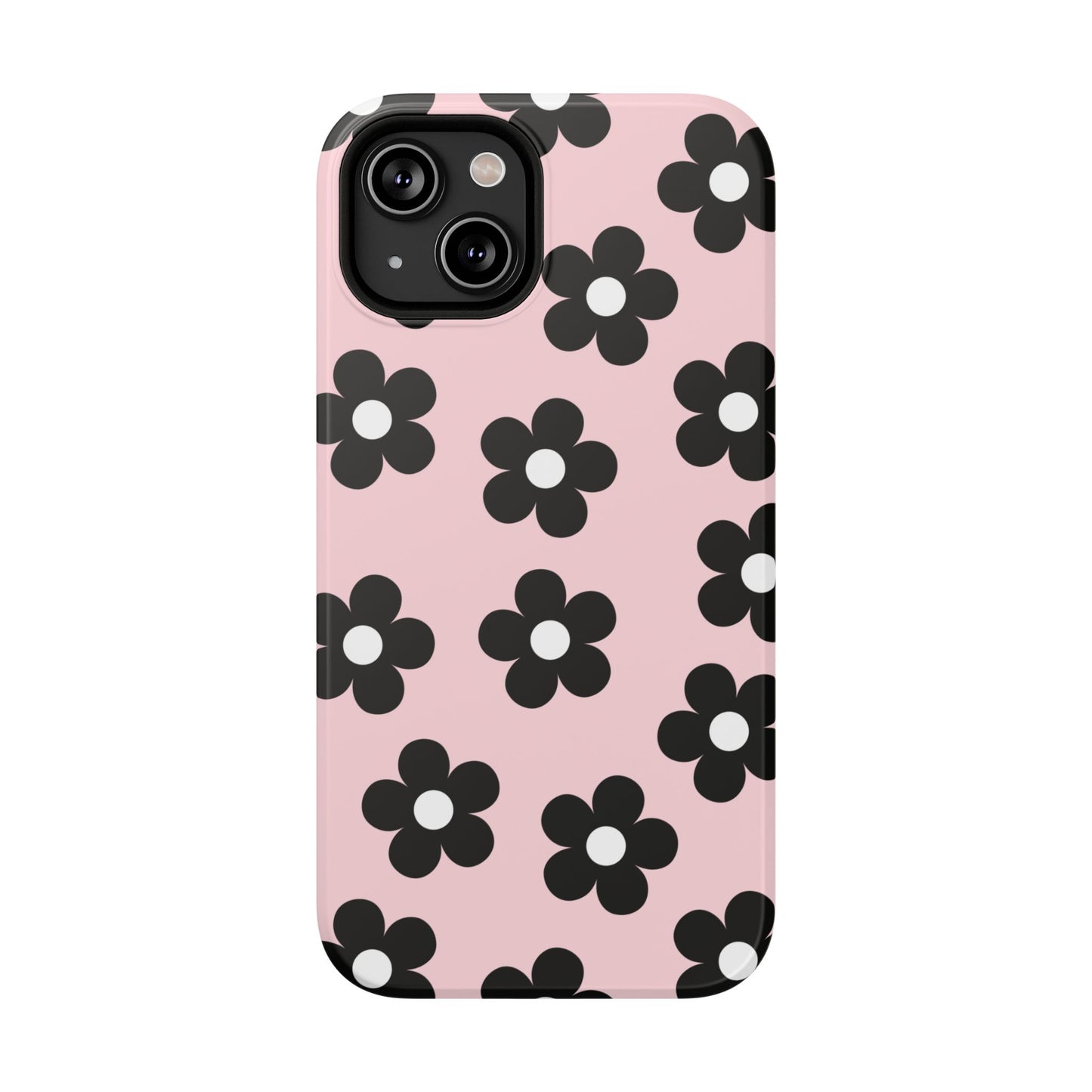 Pink & Black Retro Flowers iPhone Case
