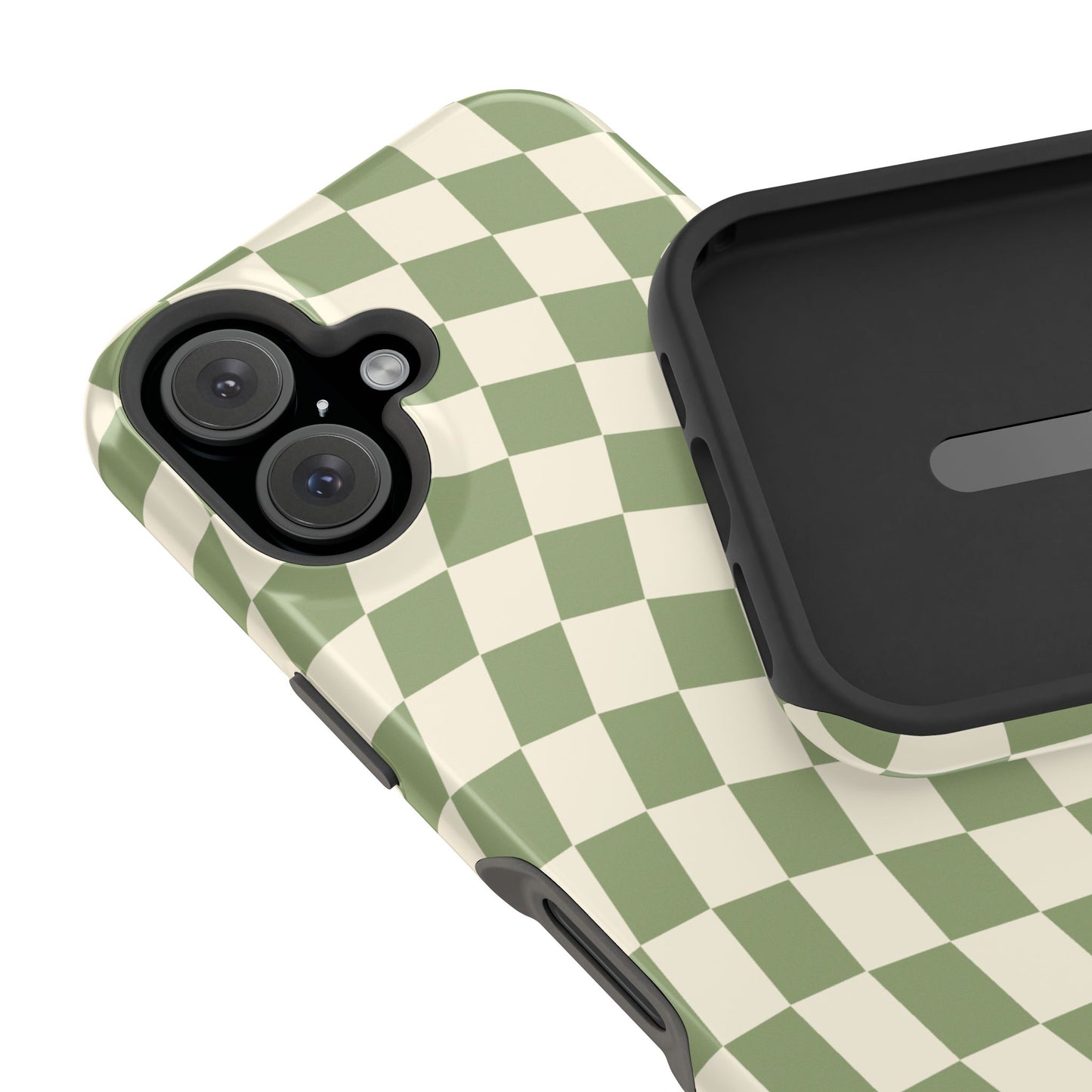 Green & Beige Wavy Checkered iPhone Case