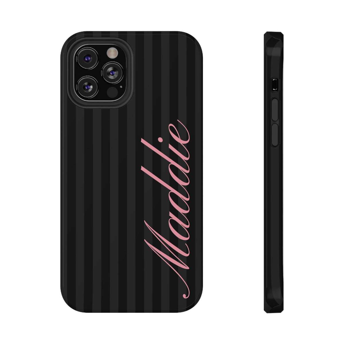 Custom Pink Black Stripes iPhone Case