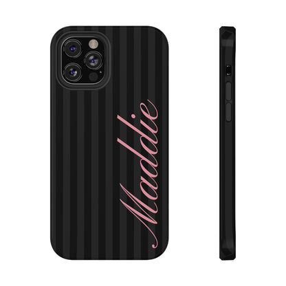 Custom Pink Black Stripes iPhone Case