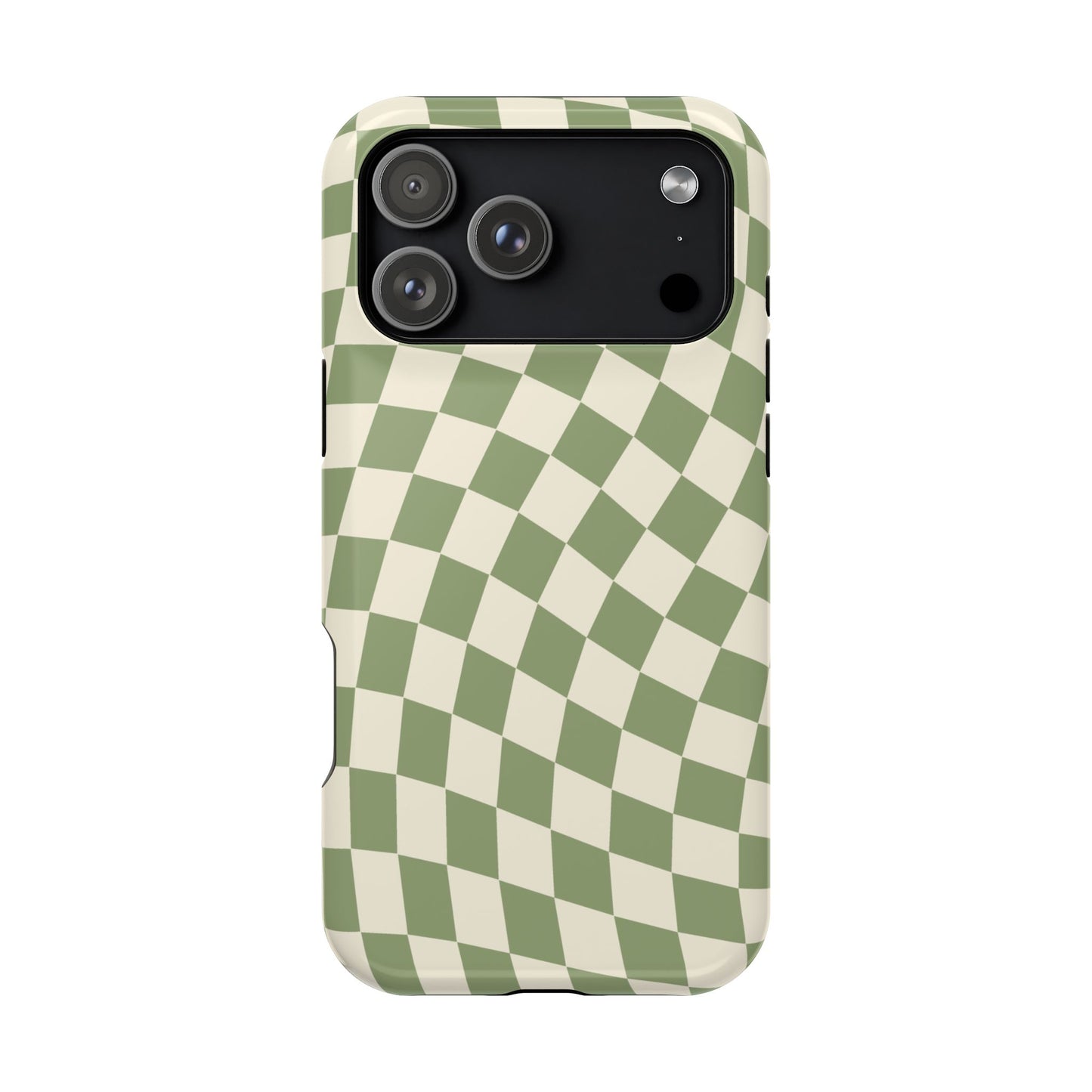 Green & Beige Wavy Checkered iPhone Case