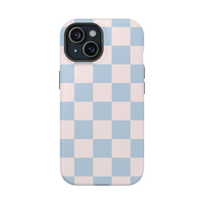 Light Pink & Blue Checkered iPhone Case