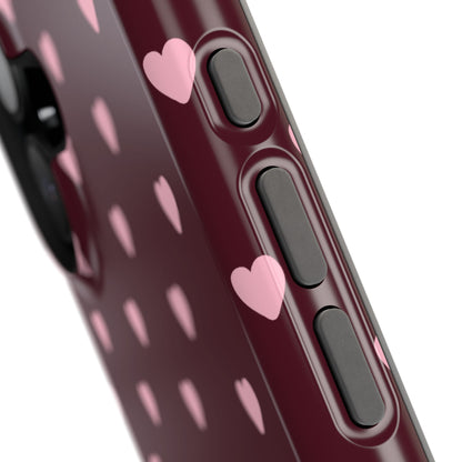 Burgundy & Pink Little Hearts iPhone Case
