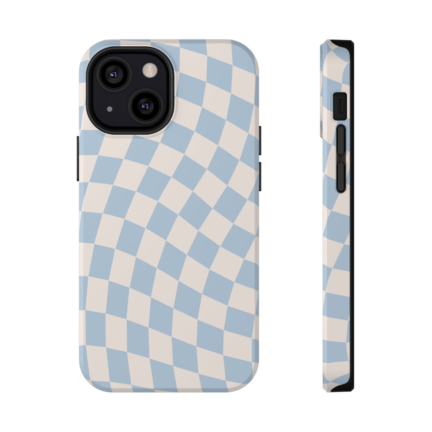 Blue & Beige Wavy Checkered iPhone Case