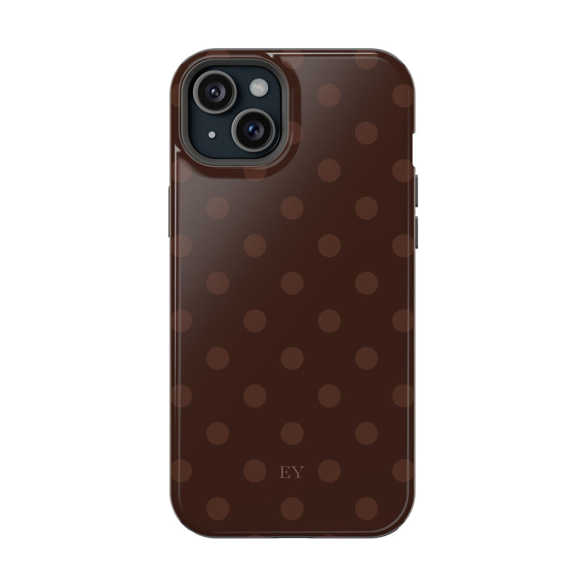 Custom Initials Mocha Polka Dots iPhone Case