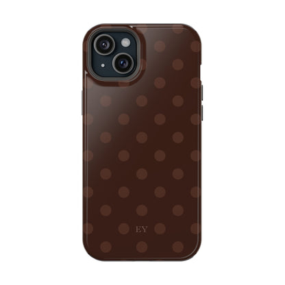 Custom Initials Mocha Polka Dots iPhone Case