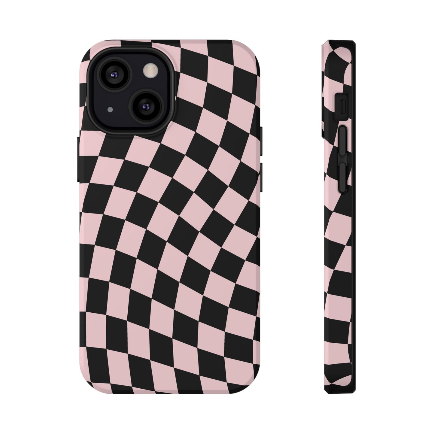Pink & Black Wavy Checkered iPhone Case