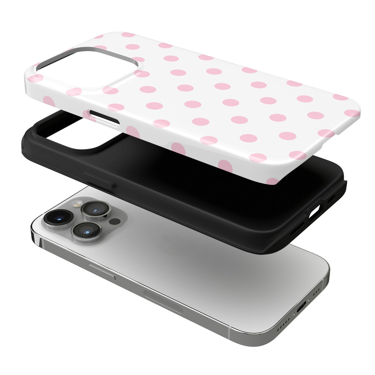 Pink Clouds Polka Dots iPhone Case