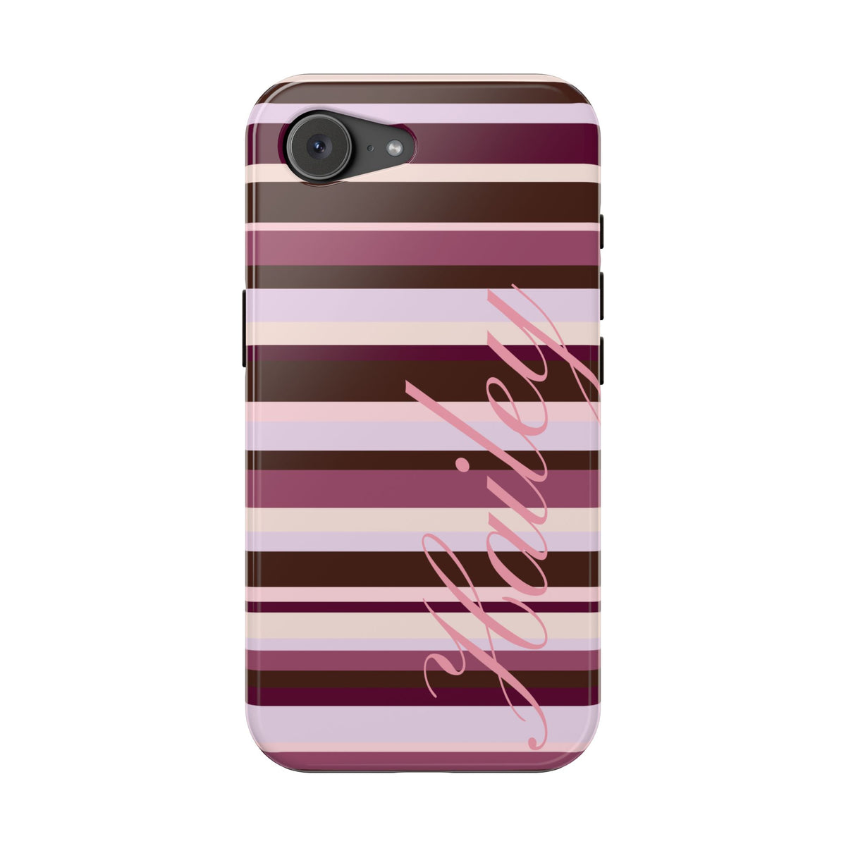 Custom Berry Mocha Stripes iPhone Case