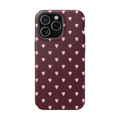 Burgundy & Pink Little Hearts iPhone Case