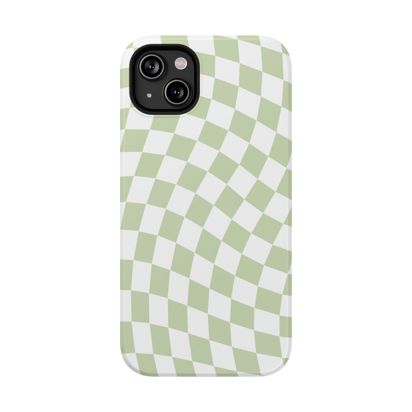 Light Green Wavy Checkered iPhone Case