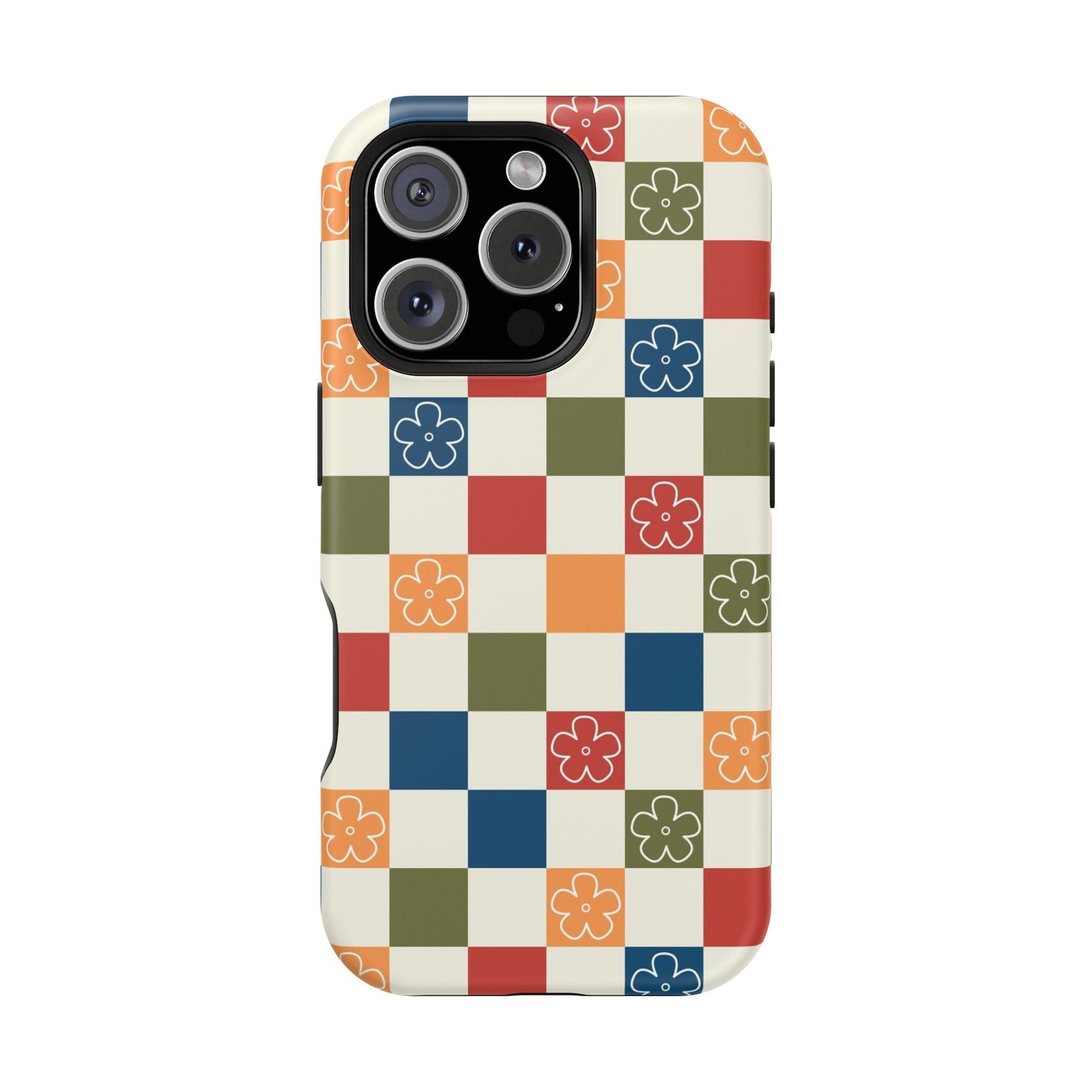 Vintage Flowers Checkered iPhone Case