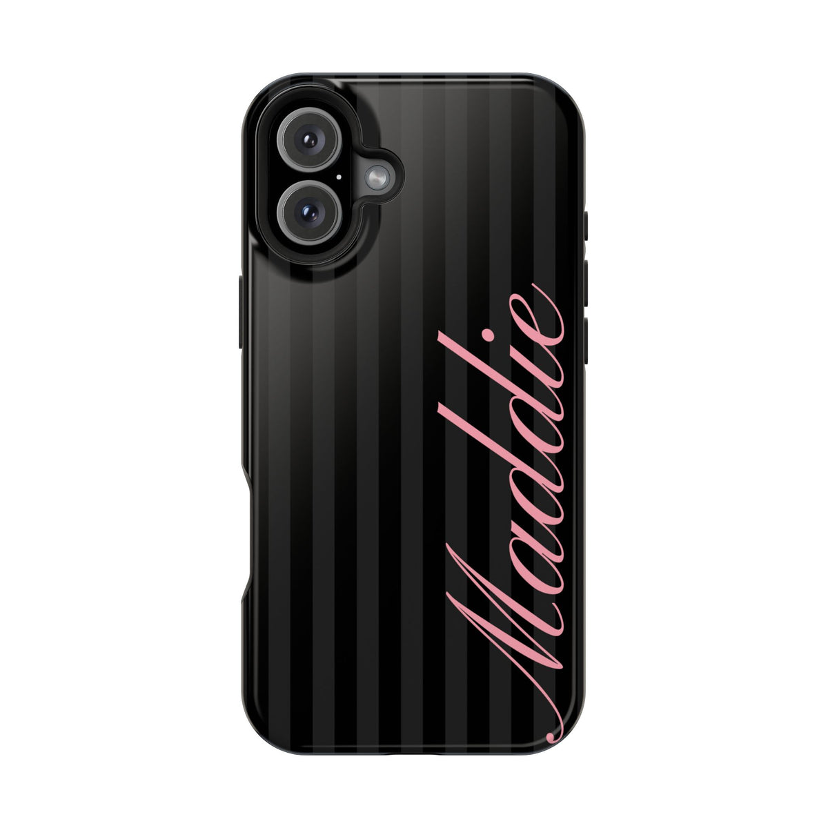 Custom Pink Black Stripes iPhone Case