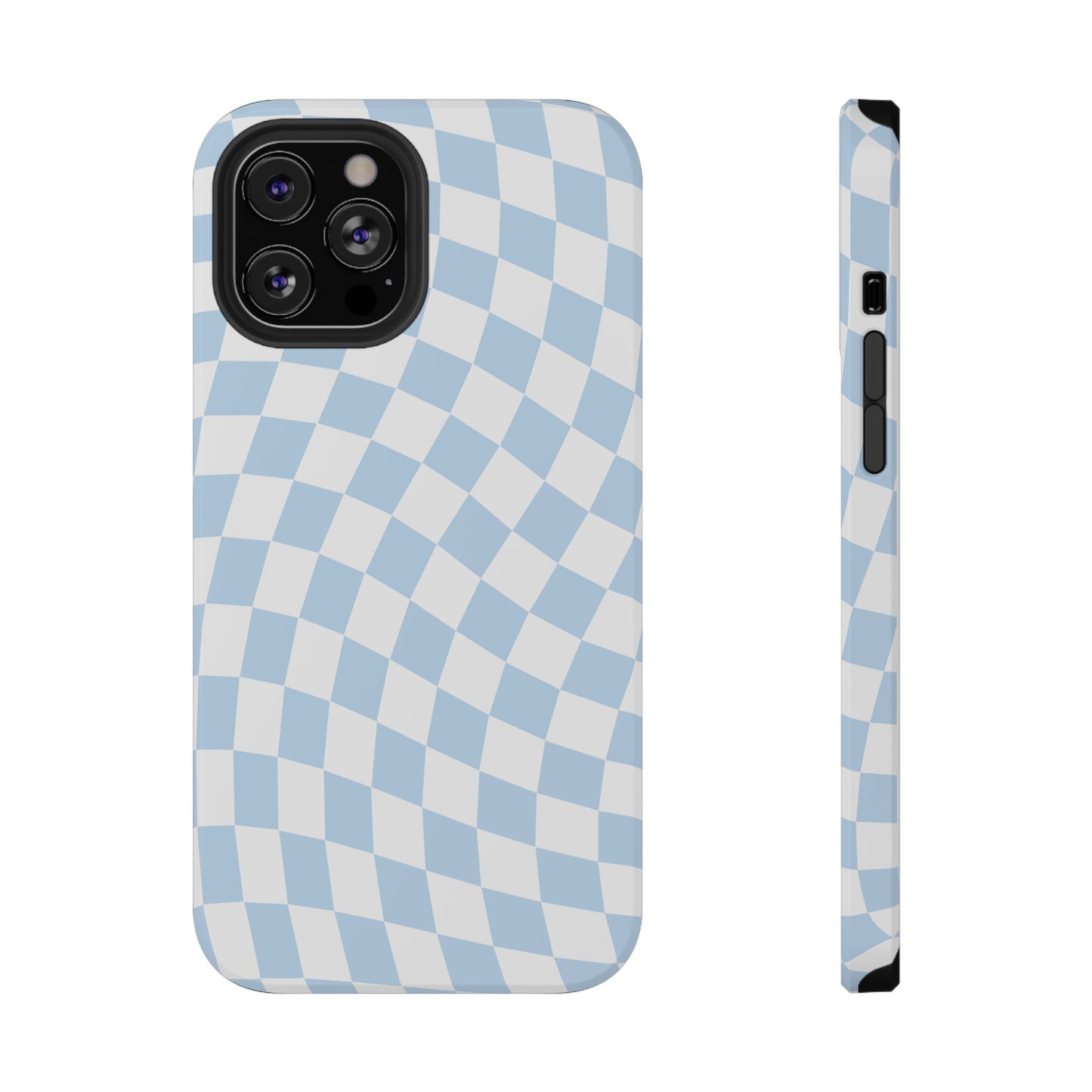 Blue Wavy Checkered iPhone Case
