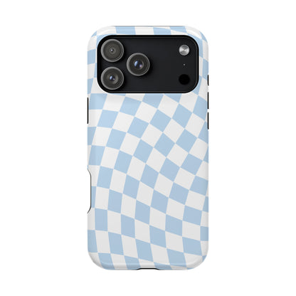 Blue Wavy Checkered iPhone Case