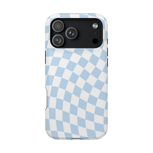 Blue Wavy Checkered iPhone Case