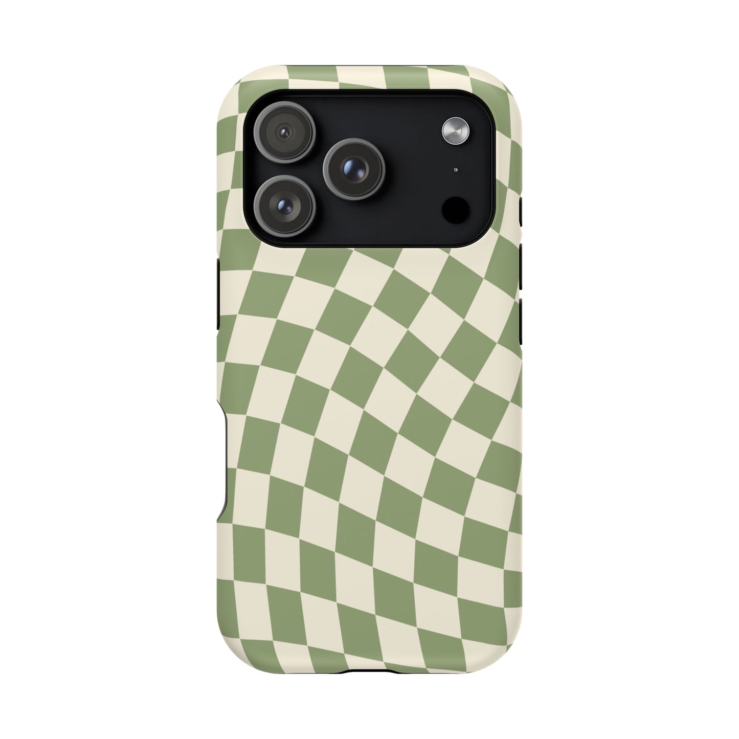 Green & Beige Wavy Checkered iPhone Case