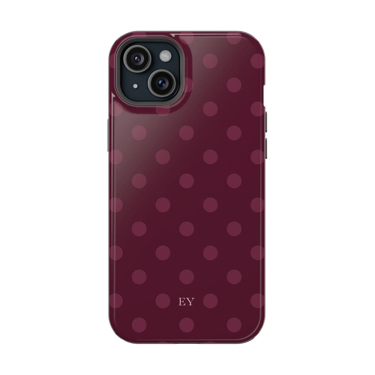 Custom Initials Plum Polka Dots iPhone Case