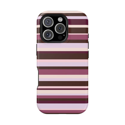 Berry Mocha Stripes iPhone Case