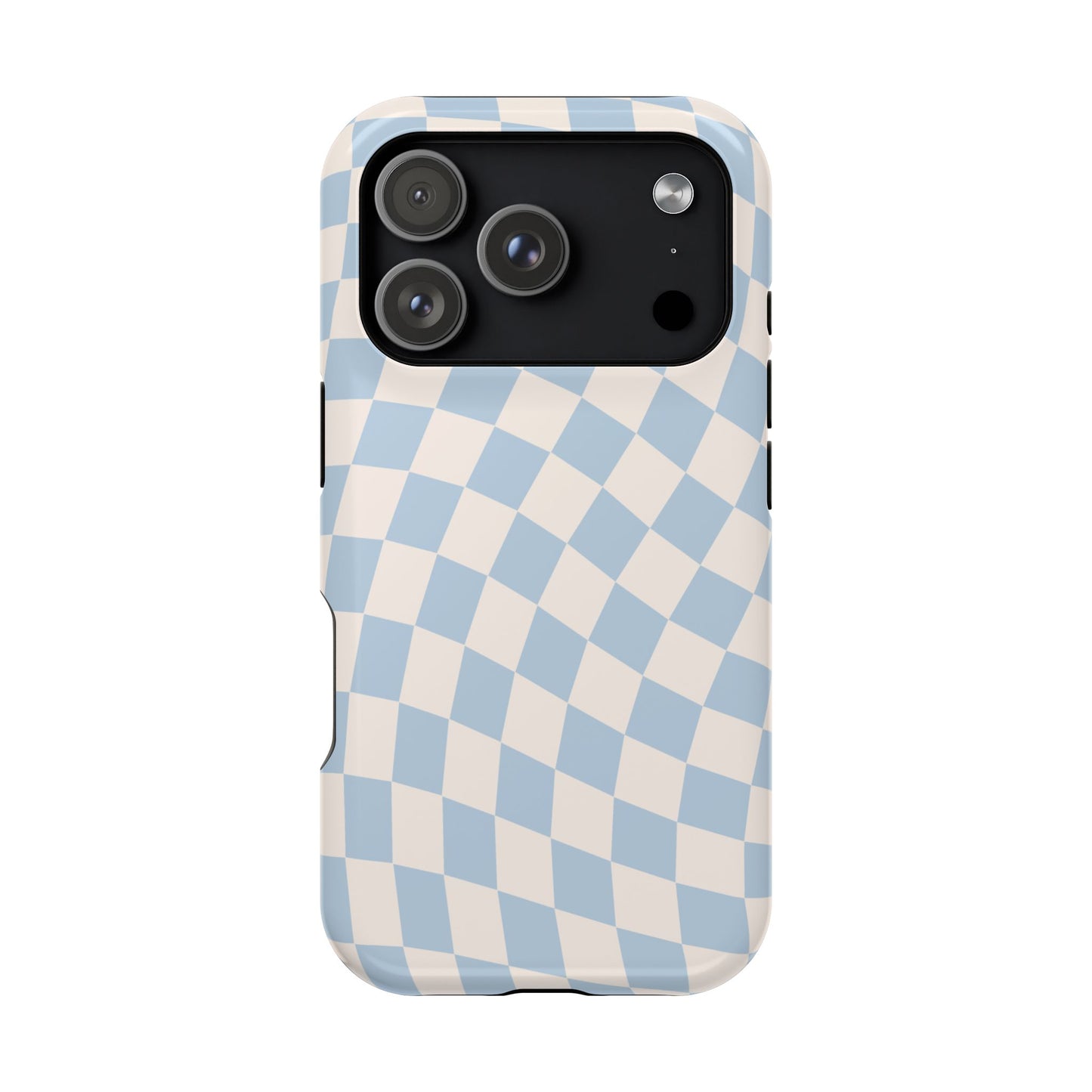 Blue & Beige Wavy Checkered iPhone Case