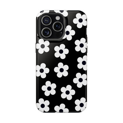 Black Retro Flowers iPhone Case