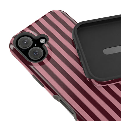 Burgundy & Pink Stripes iPhone Case