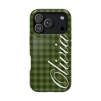 Custom Green Gingham iPhone Case