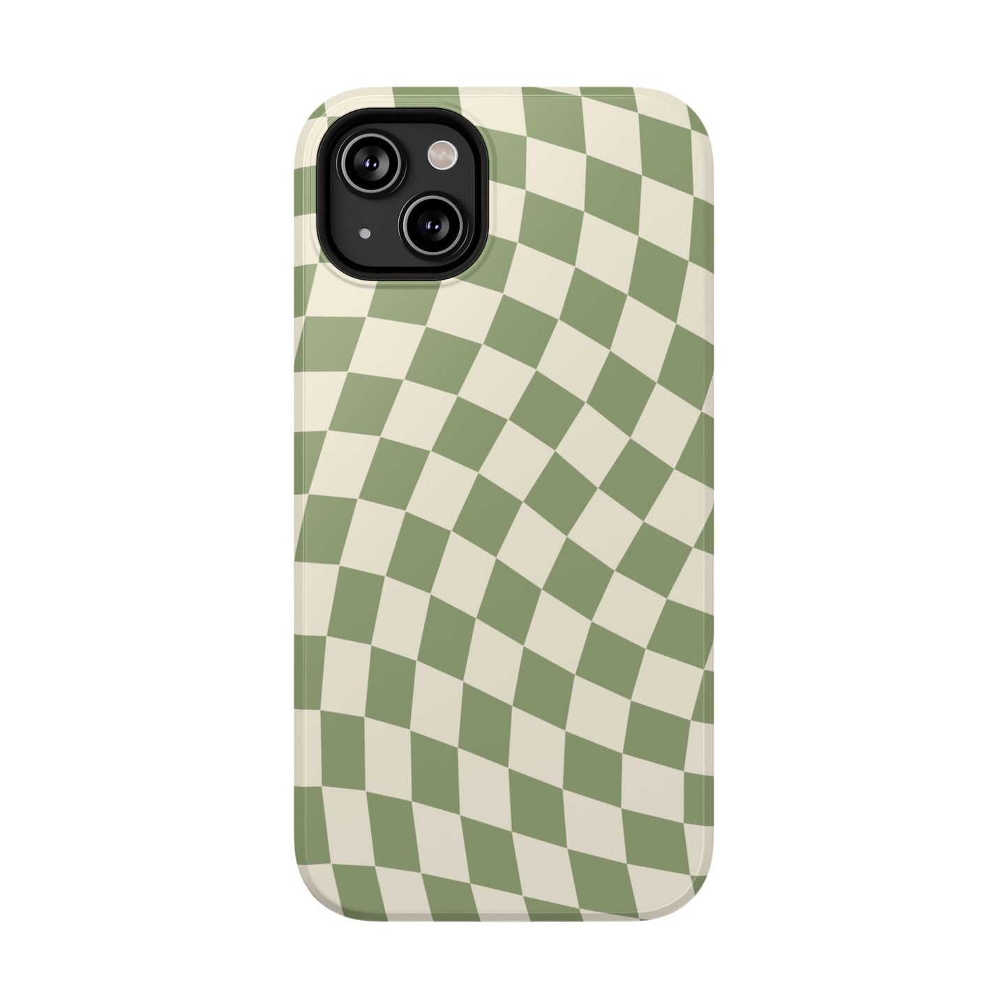 Green & Beige Wavy Checkered iPhone Case